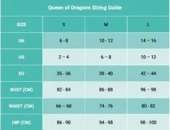 Queen Of Dragons Costume -bodysocks Shop daenerys size chart 01